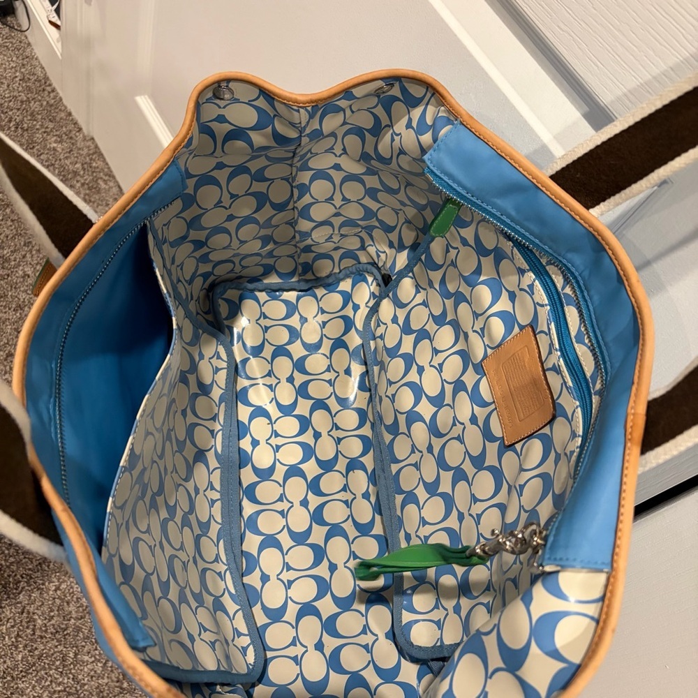 Coach Blue & Green Tote Bag - Picture 3 of 8